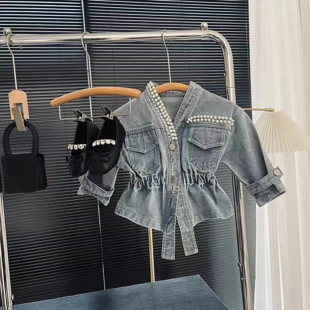 Girls' Versatile Fashionable Short Denim Jacket