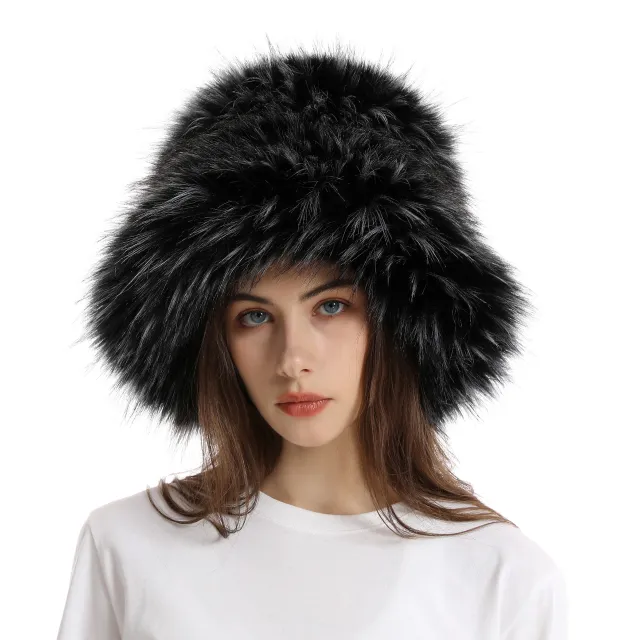 Winter Warm Thickened Faux Fur Straw Hat Black - Shop at LoveMi