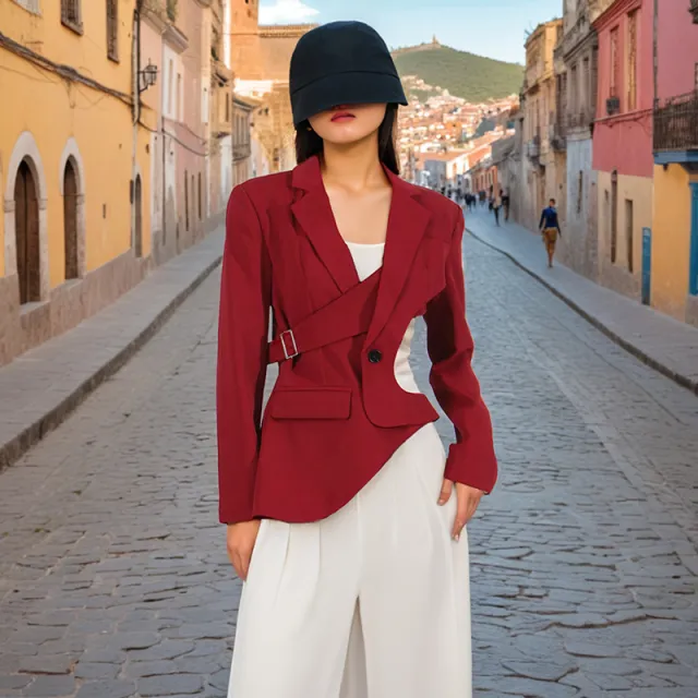 Retro Casual New Fashion High Sense Suit Angora Red - Shop at LoveMi