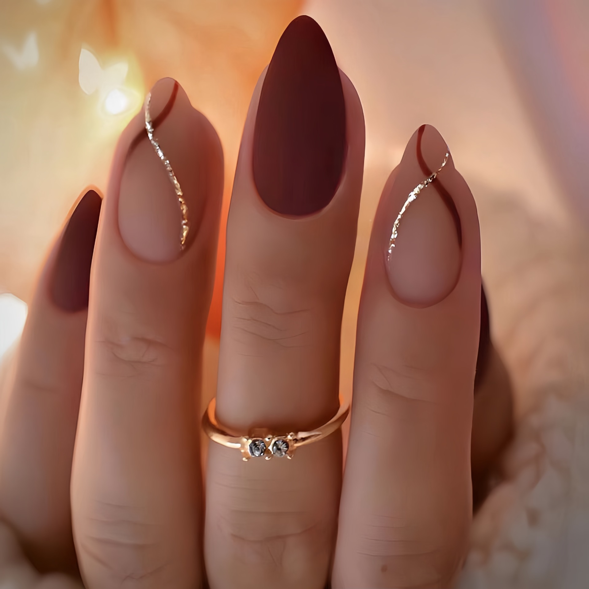 Wear Nail Tip High-grade Purple French Butterfly Black Edge Nail Sticker Nail Stickers 7