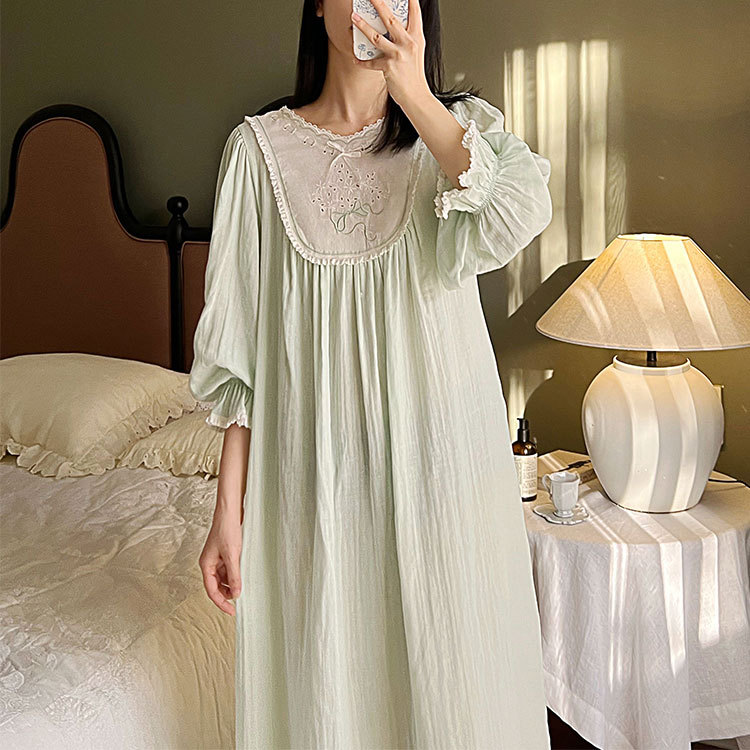Retro Princess Nightdress Double-layer Yarn Cotton Home Wear