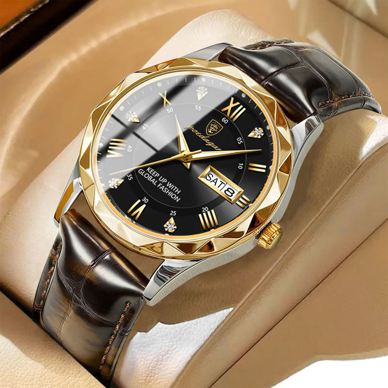 Leather Belt Men's Luxury Fashion Quartz Wrist