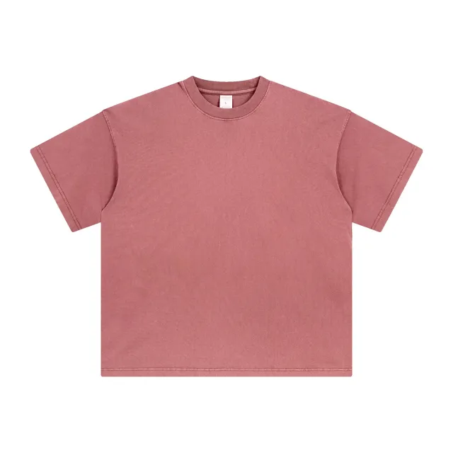 Washed And Worn Dyed Bright White Short Sleeve Shorts Fashion Brand Men's And Women's Suits Short Sleeve Washed Brick Red - Shop at LoveMi