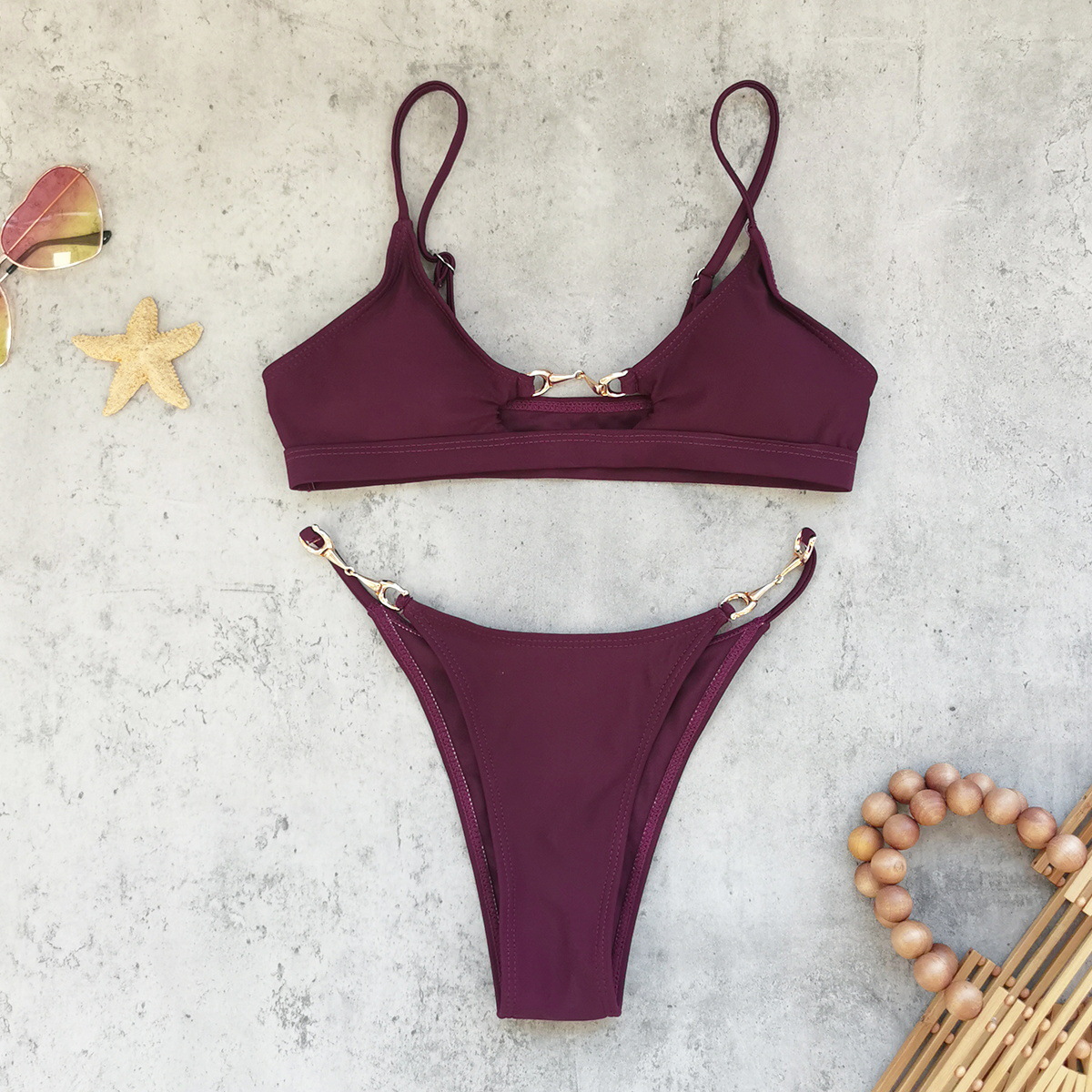 Solid-color European And American-style Bikini For Women