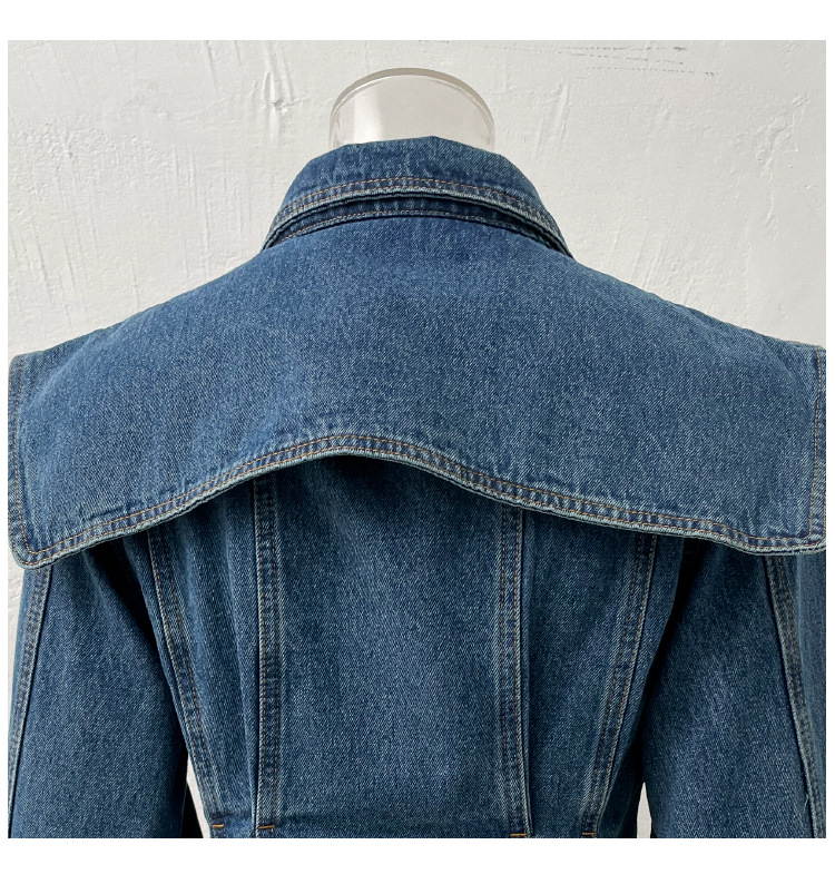 Title 9, Cape Pocket Decoration Pleated Zipper Denim Coa...