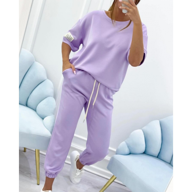 Fashion Casual Offset Printing Women's Suit Purple - Shop at LoveMi