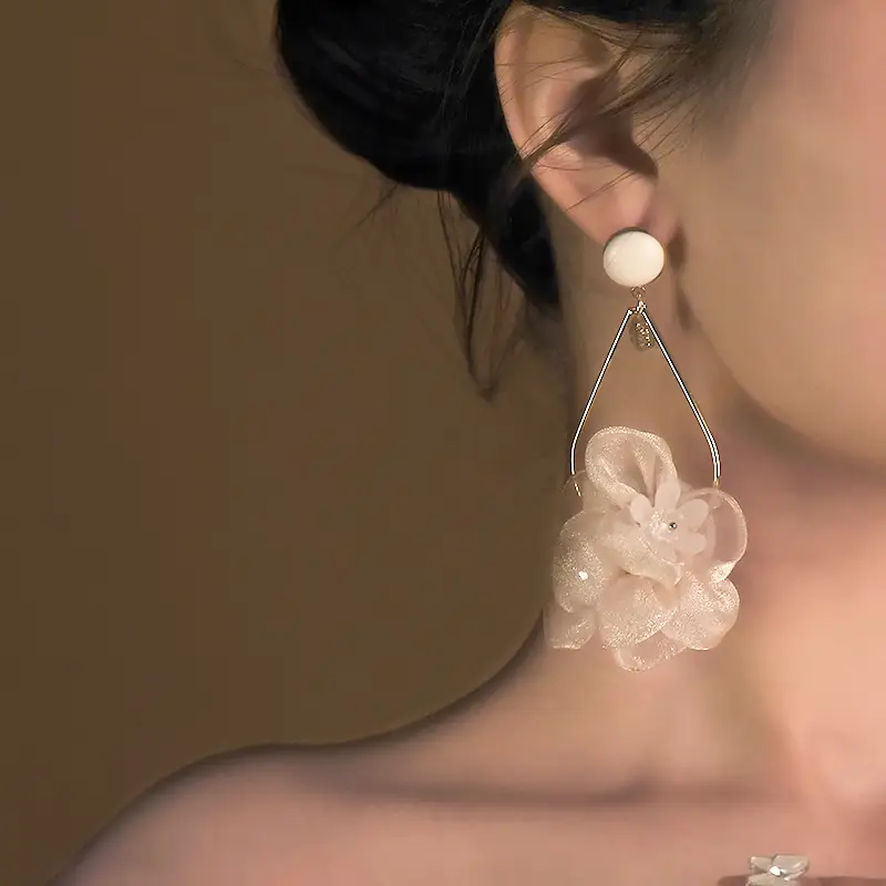 Fashion Flower Fabric Art Earrings Fairy