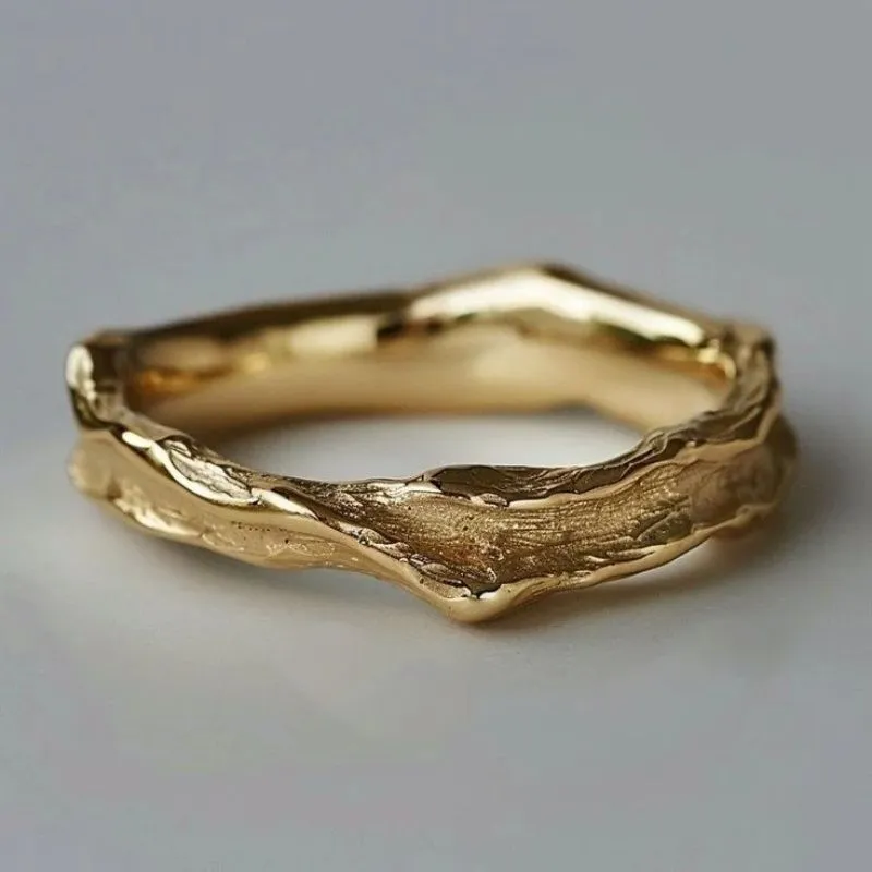 Vintage Niche Ins Style Brass Ring - Gold