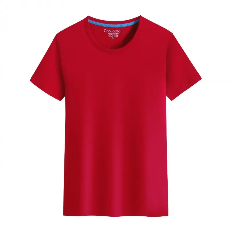 Men's And Women's Same Summer Pure Cotton Round Neck T-shirt - Red