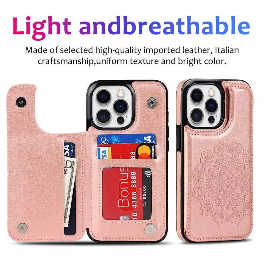 New Double Buckle Mandala Mobile Phone Leather Case