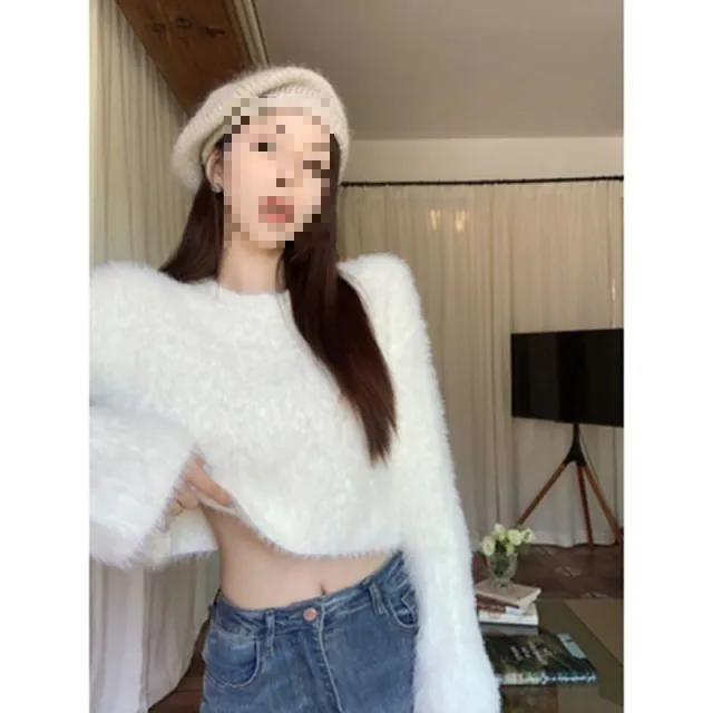 Idle Style Soft Glutinous Mink Sweater Women Beige - Shop at LoveMi