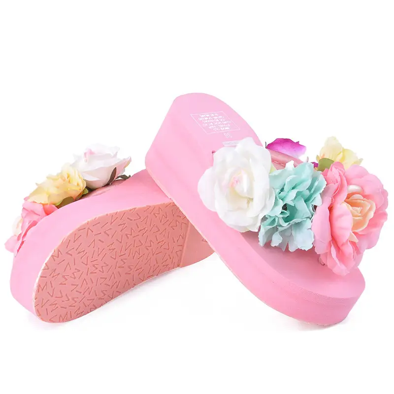 Women's Handmade Platform Flower Flip-flops