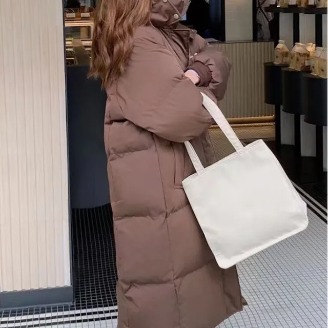 Female Student Loose Korean Version Knee Length Thickened Coat Coffee Color - Shop at LoveMi
