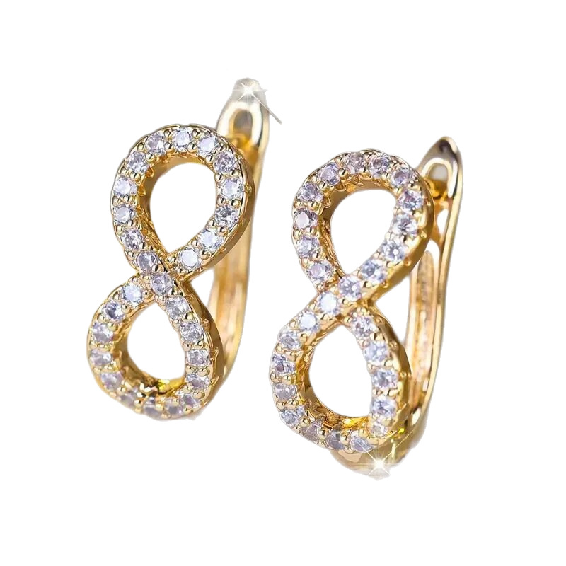 Fashionable Micro-Pave Zircon Infinity Symbol Ear Clips