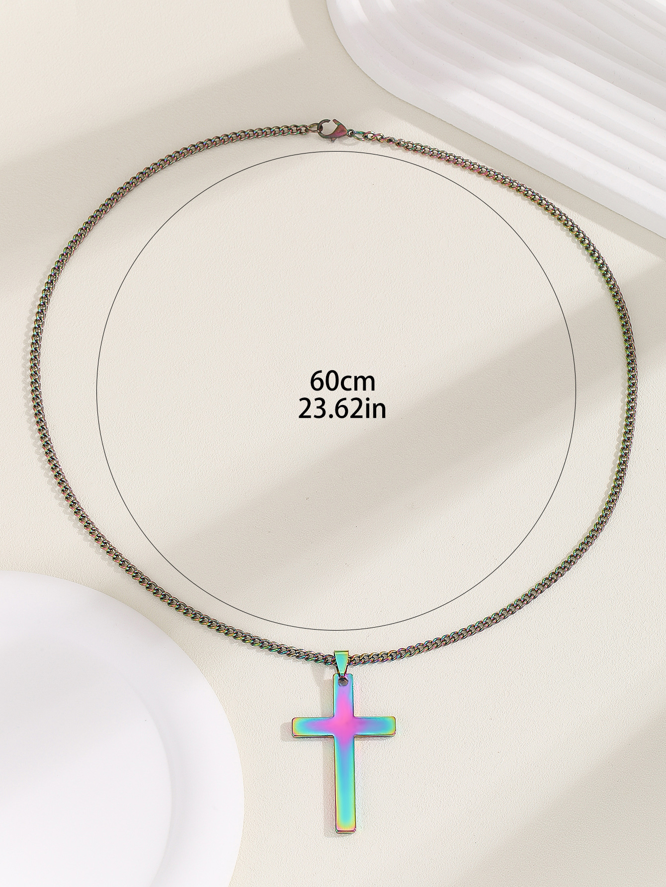 Stainless Steel Cross Shelf Men's Necklace