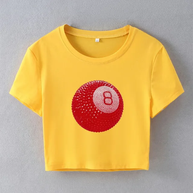 Women's Cropped Slim fit Short sleeved T shirt Yellow - Shop at LoveMi
