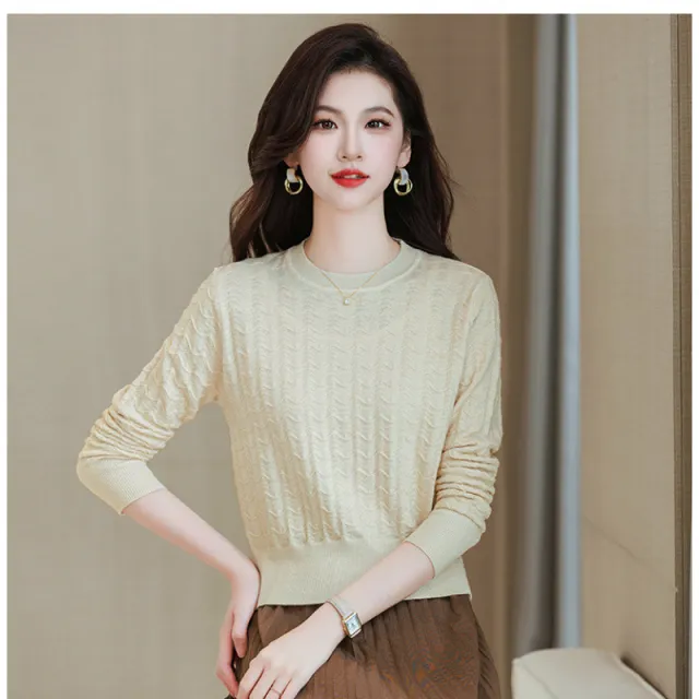 Early Spring Retro Hollow out Bottoming Shirt Sweater Apricot - Shop at LoveMi