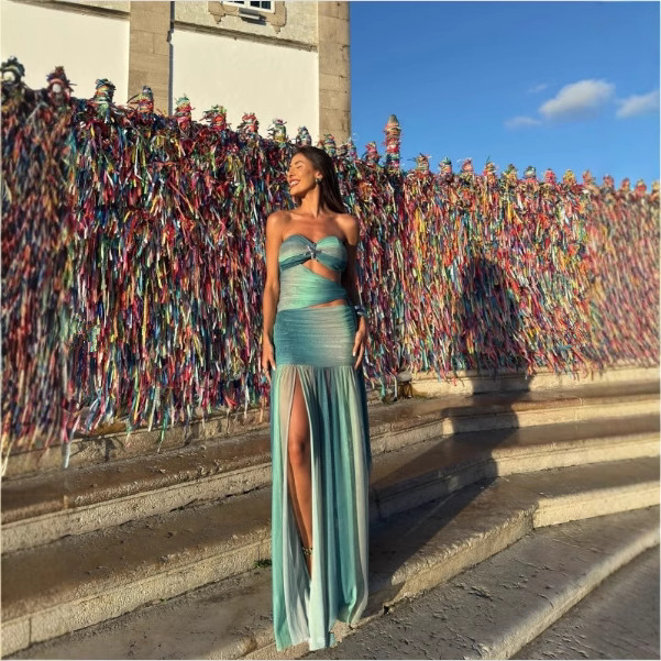 Women's Fashion Chest-wrapped Printed Slim Fit Dress