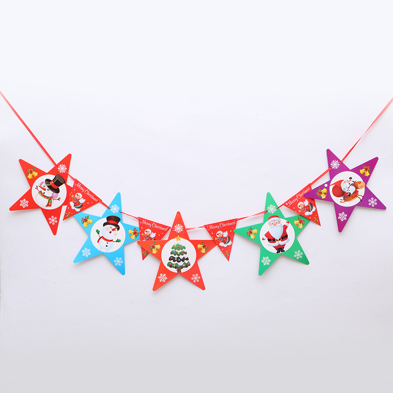 Christmas Decoration Paper Cardboard Color Hanging Flags Pull Strip Holiday Atmosphere Layout Supplies