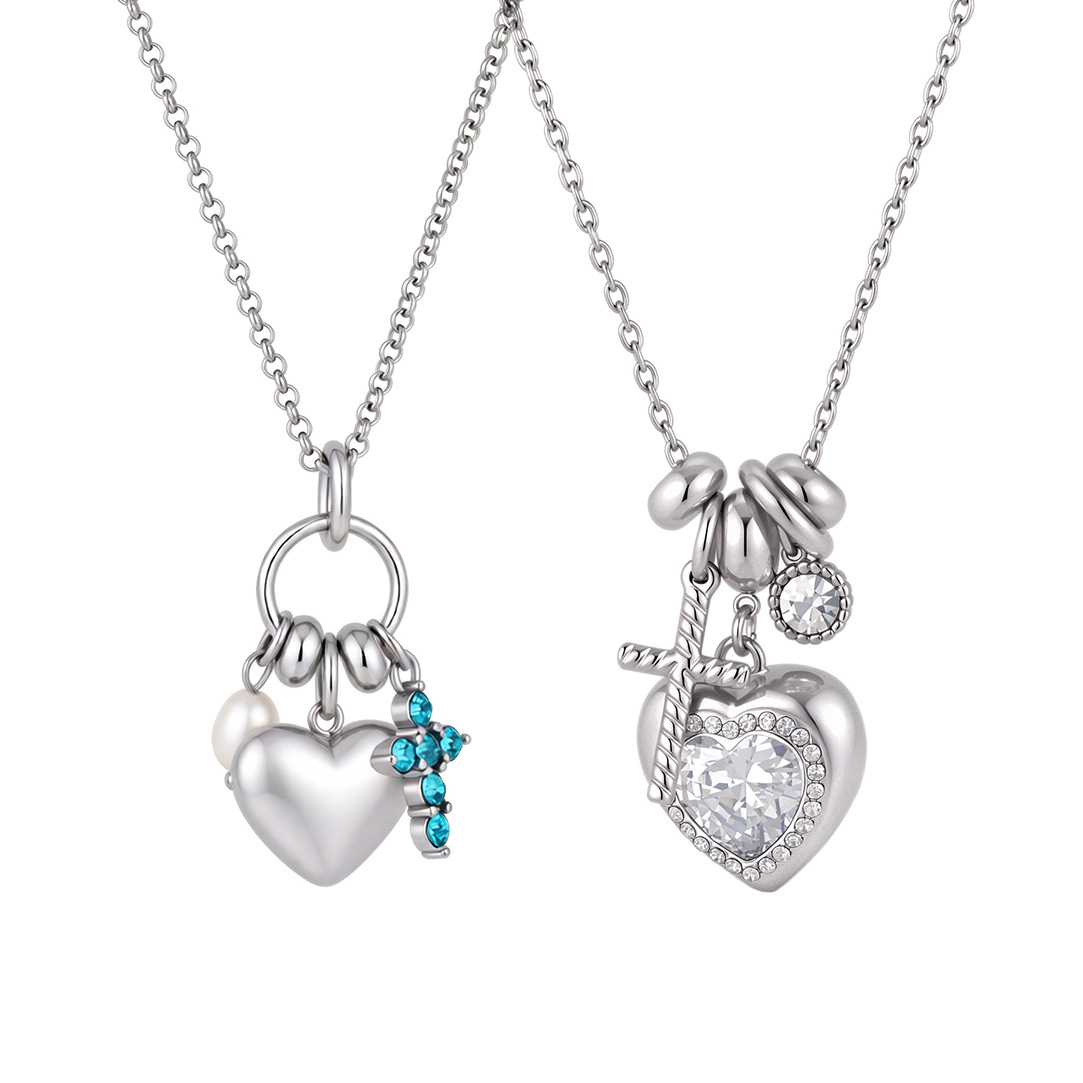 Collier Cœur Zircon Acier Titane — Pendentif Doré pour Femme 8