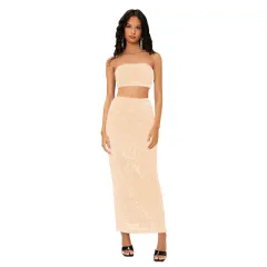 Women's Autumn Suit Sequined Backless Suit Skirt - Champagne - View 1