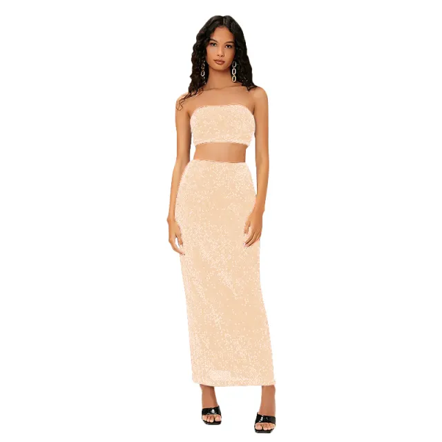Women's Autumn Suit Sequined Backless Suit Skirt Champagne - Shop at LoveMi