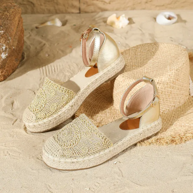Women's Comfortable Closed Toe Hollow Fisherman Sandals Beige - Shop at LoveMi
