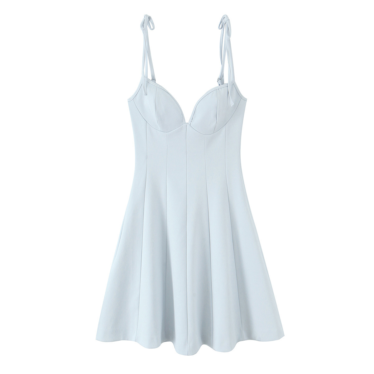Bowknot Trim Short Sling Dress Light Blue - Shop at LoveMi