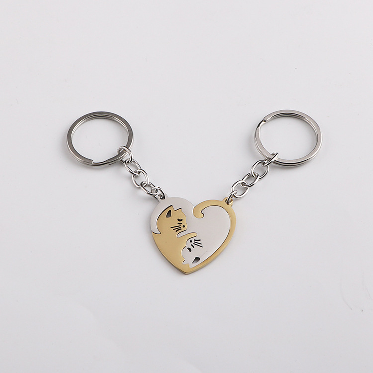 Shaped Stitching Love Cat Keychain Pendant - Image 6