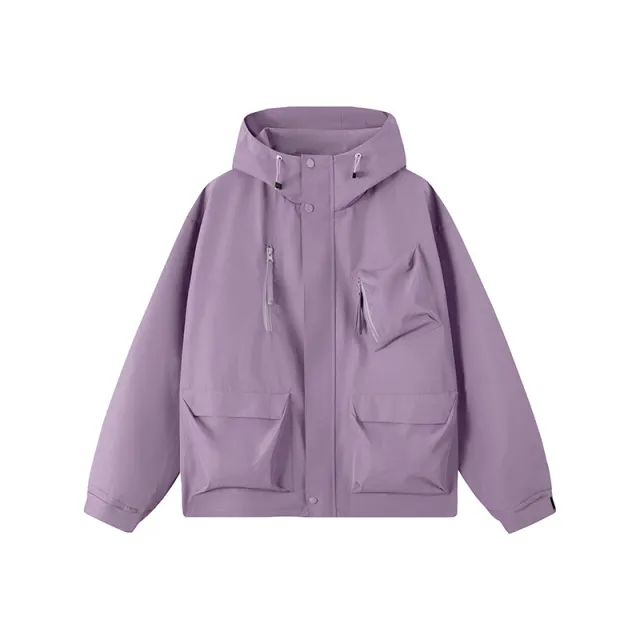 Autumn Multi pocket Outdoor Mountaineering Women's Gore Tex Jacket Solid Color Purple - Shop at LoveMi
