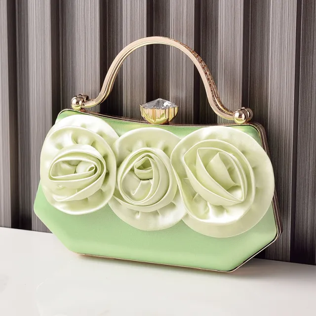 Silk Flower Evening Bag Dress Matching Party Green - Shop at LoveMi