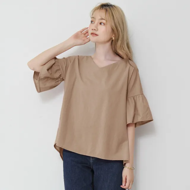 Summer Women's Top Short Sleeve Plus Size Loose Khaki - Shop at LoveMi