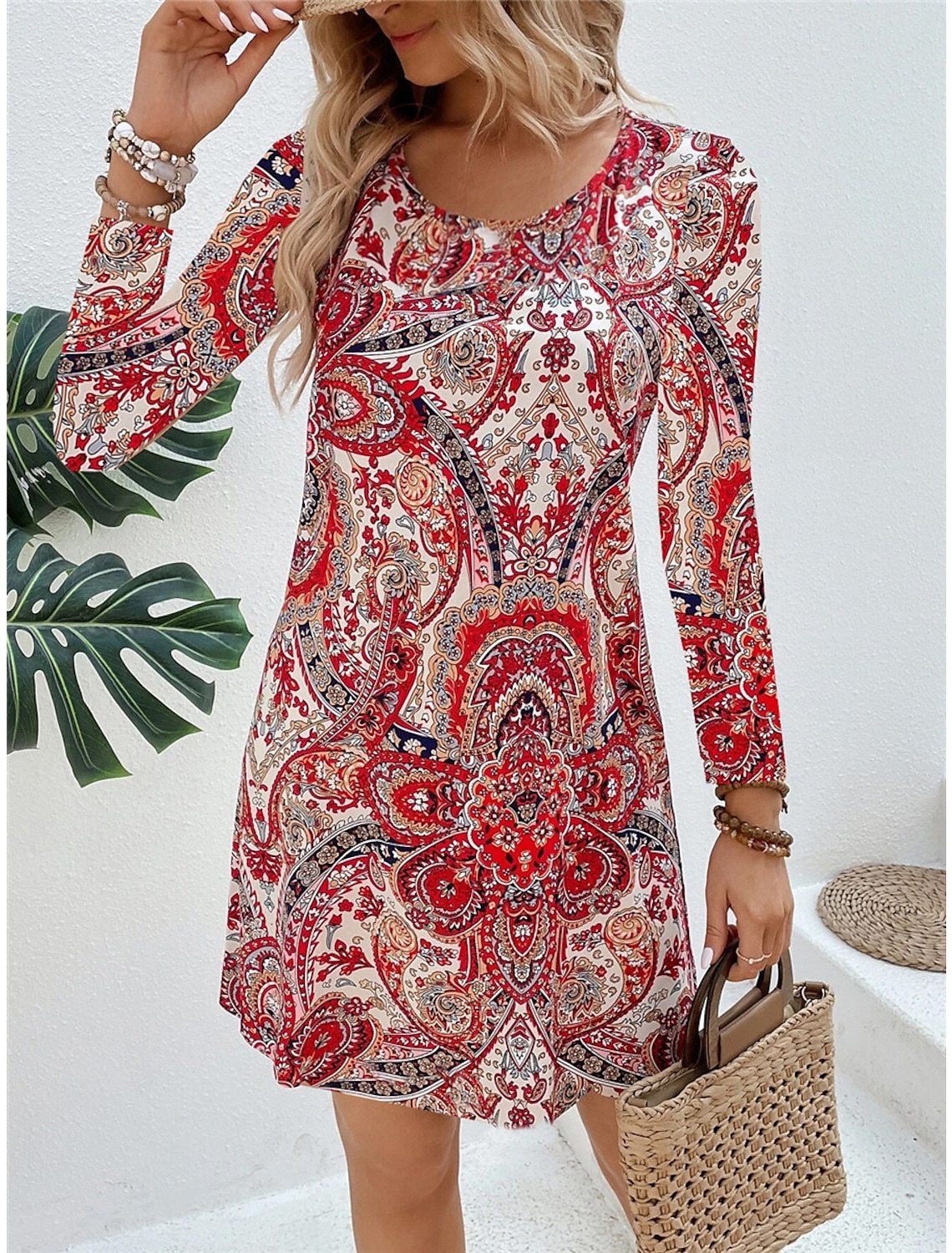 Women's Casual Printed Paisley Printed V neck Dress 3V 5Yyip 6Xl - Shop at LoveMi