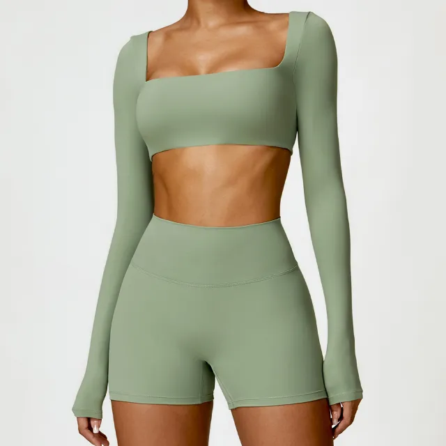 Women's Tight Long Sleeve Yoga Wear Running Workout T shirt Top Green - Shop at LoveMi