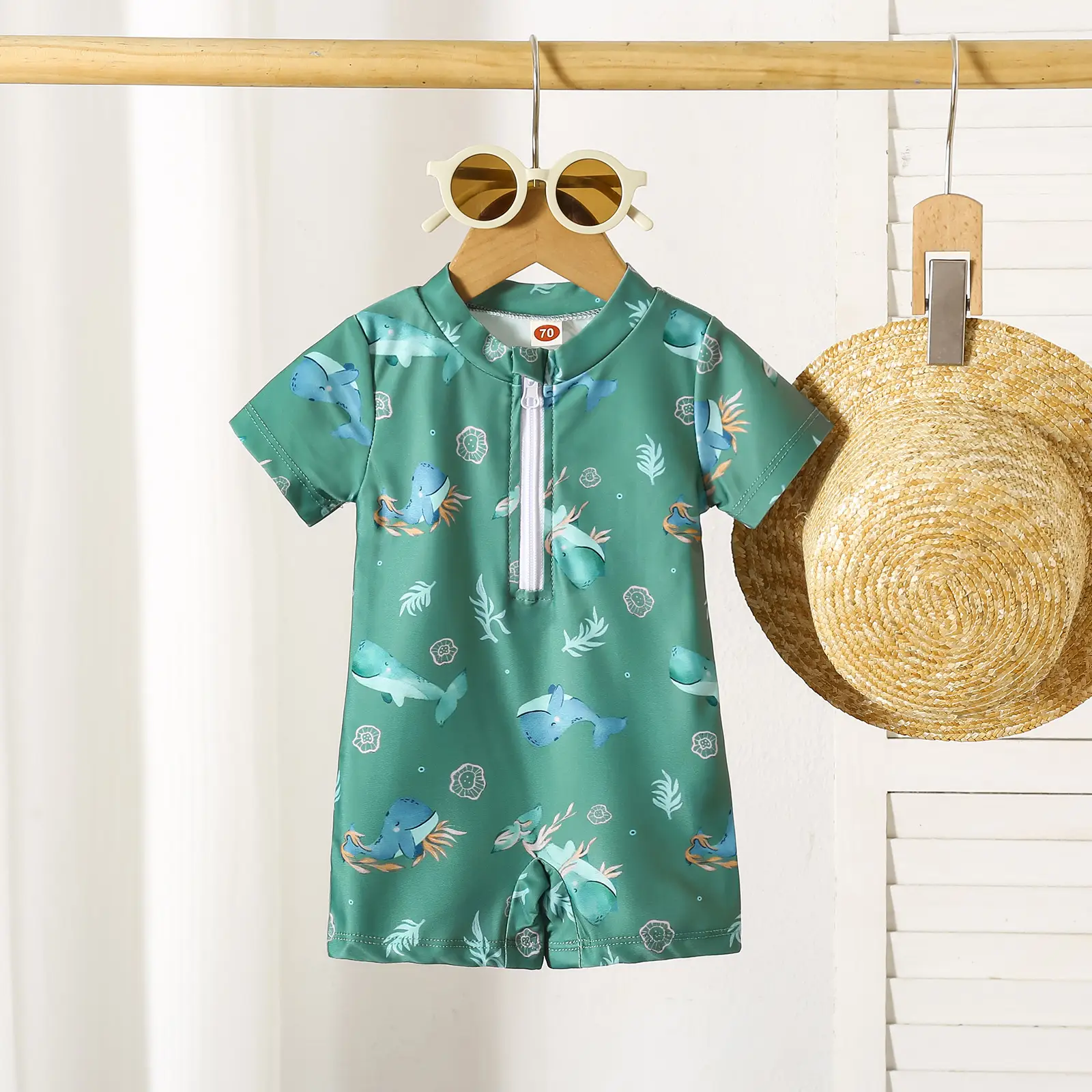 Thin Boys' Shark Print Swimsuit