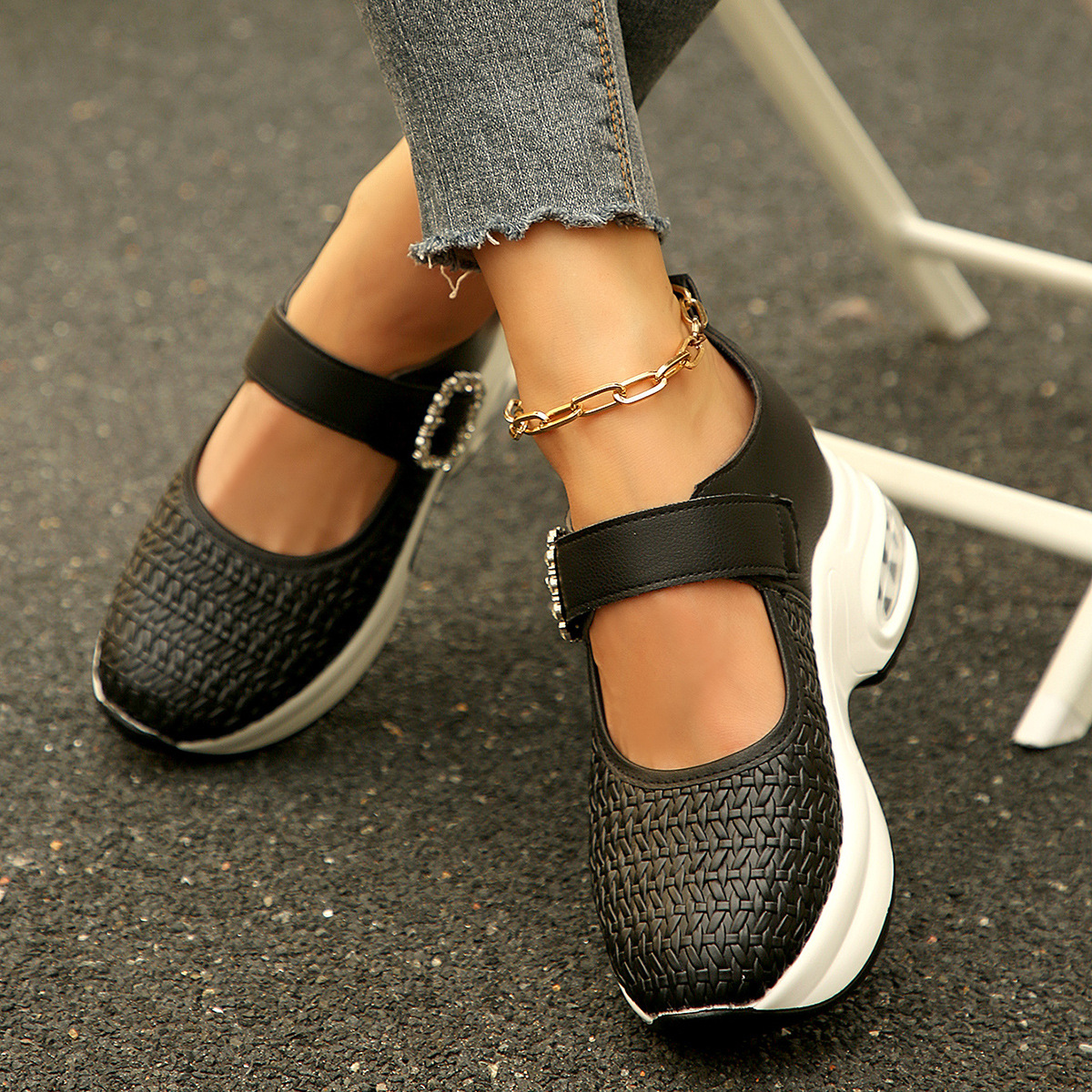 Autumn New Woven Large Size Cross-border Wedge Shoes - Image 1