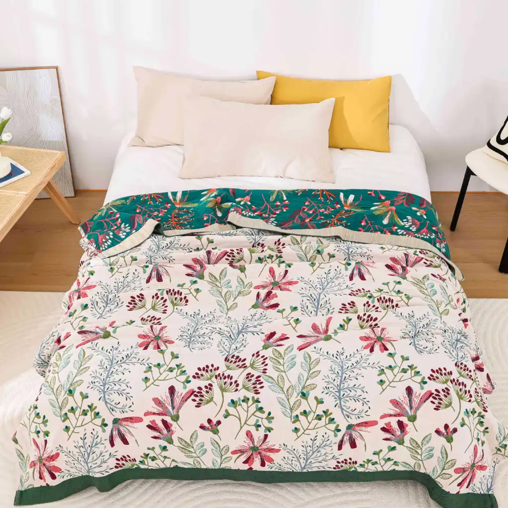 Towel Blanket Summer Blanket Cover Blanket Airable Cover Pure Cotton Gauze - White