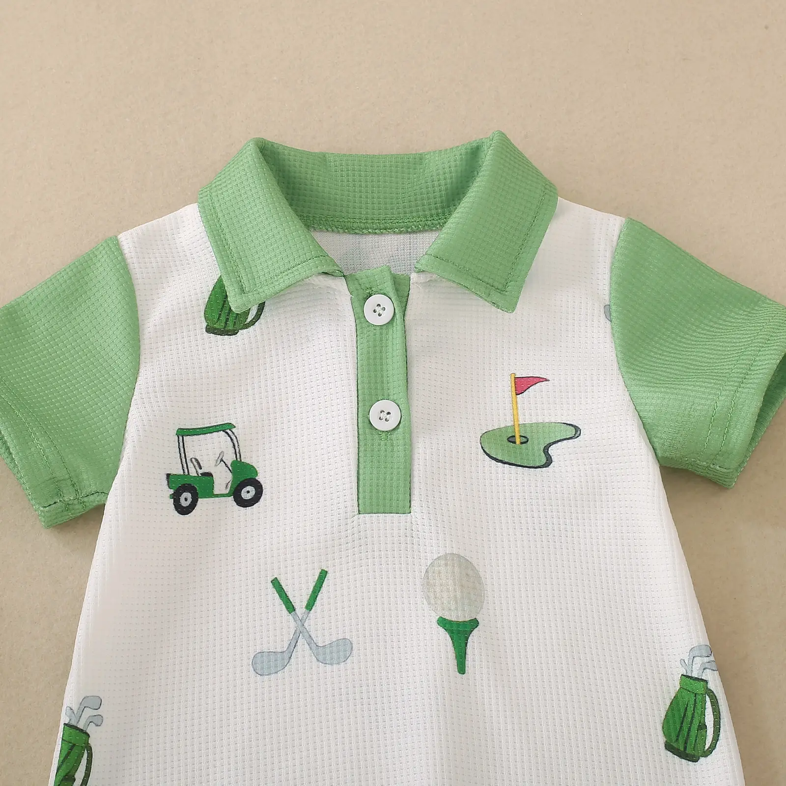 Golf-patterned Onesie Romper For Children