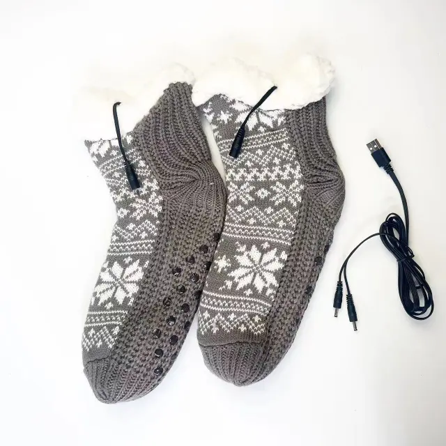 USB Home Warm Feet Electric Heating Room Socks Gray - Shop at LoveMi
