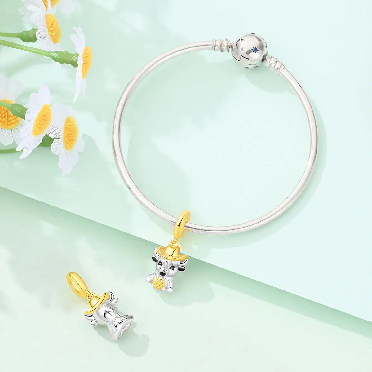 Colored Zircon Copper Silver-plated Animal DIY Bracelet