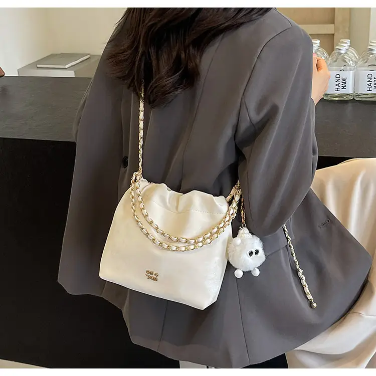 Women's Hand-carrying Drawstring Pleated Bucket Bag