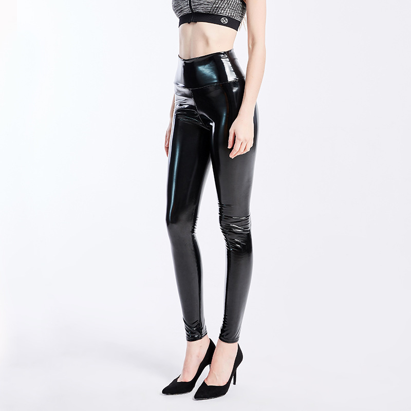 High-elastic Base Leggings With A Glossy Glue-coated Finish For Women