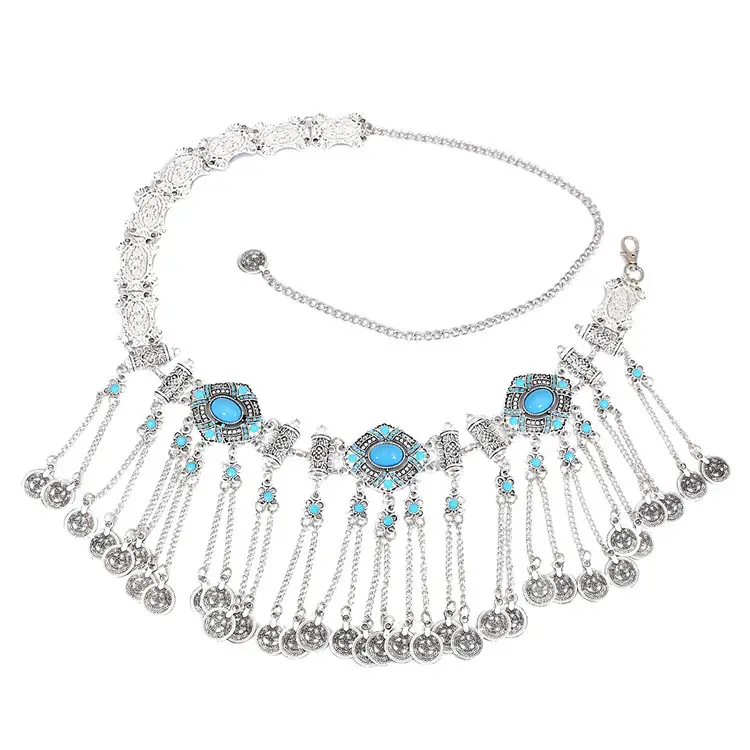 Retro Ethnic Style Coin Pendant Waist Chain For Women