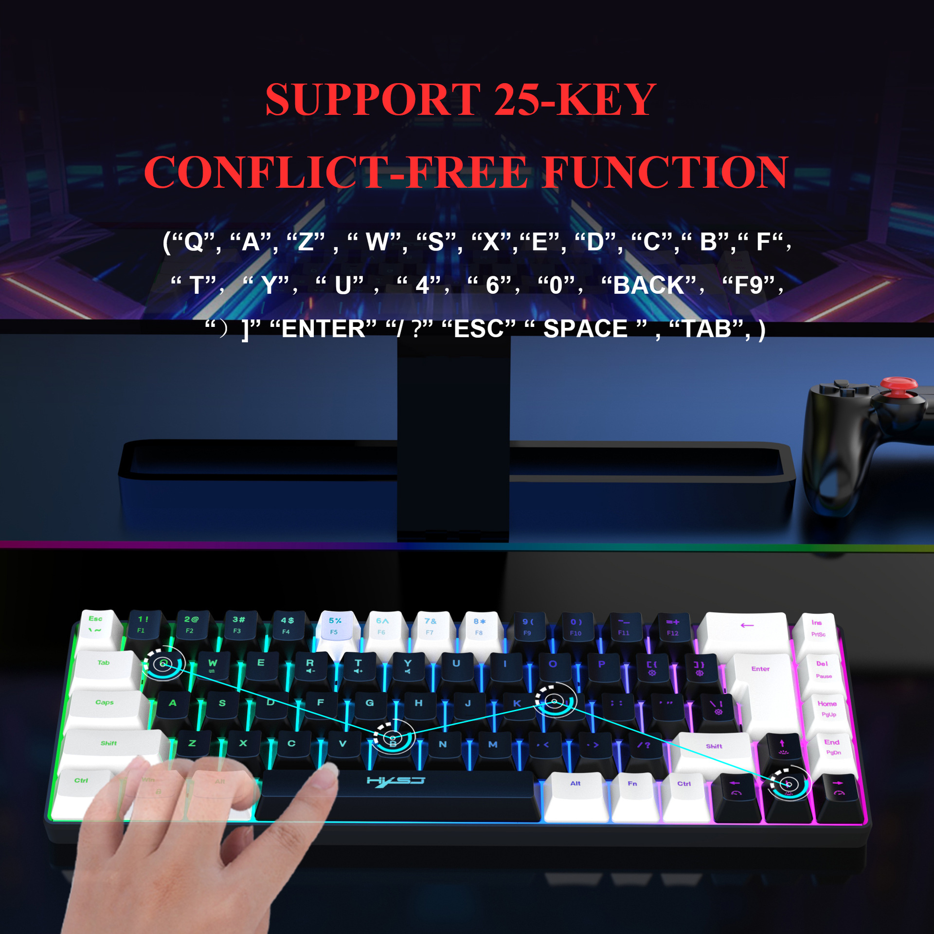 Game Membrane Keyboard 68 Keys Multifunction