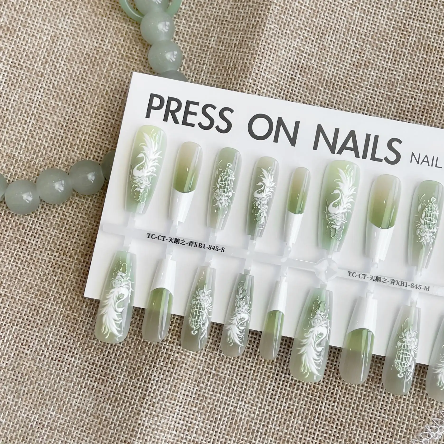 New Chinese Style Antique Swan Relief Embroidery Wear Nail Tip
