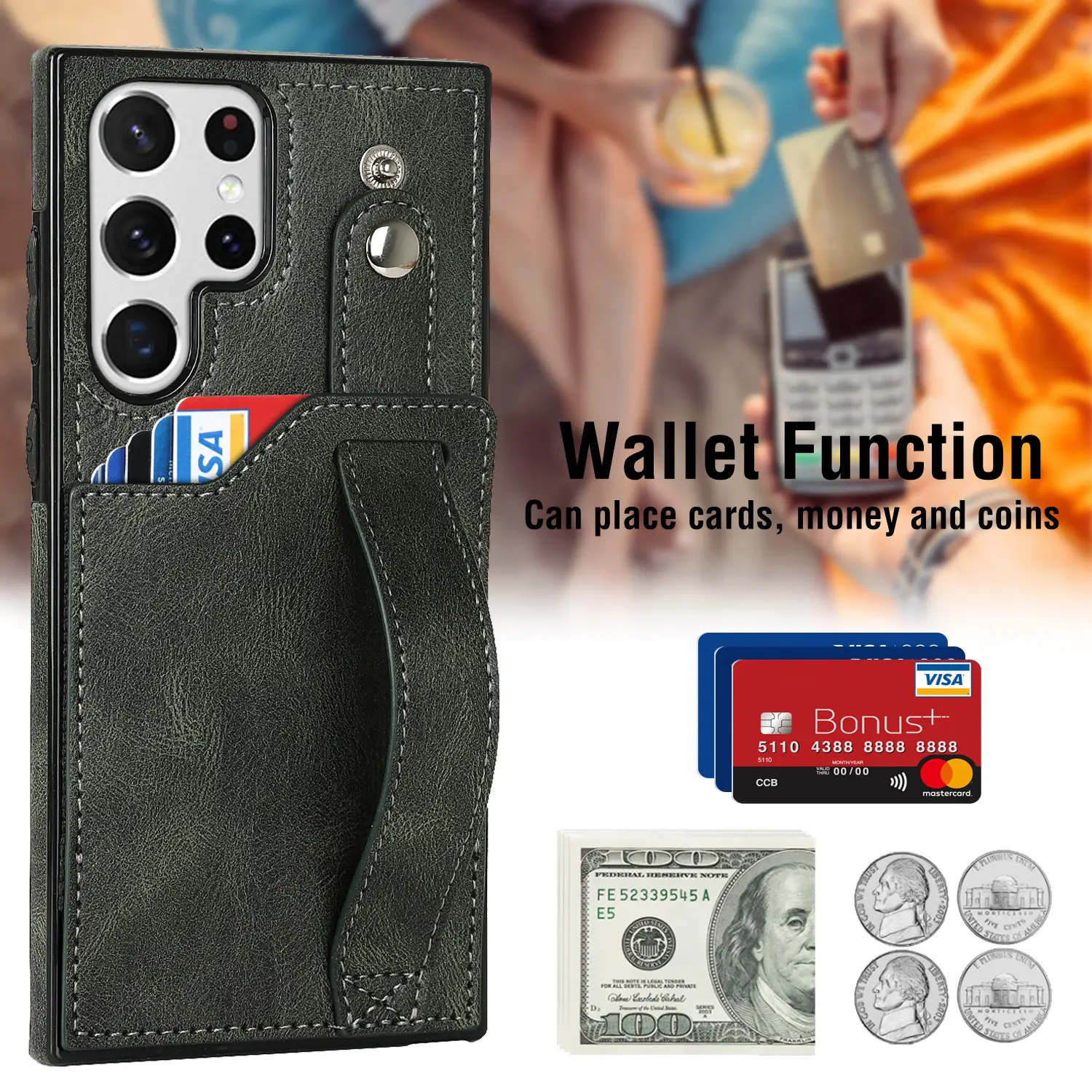 Applicable Wrist Strap Mobile Phone Skin Protective Leather Case