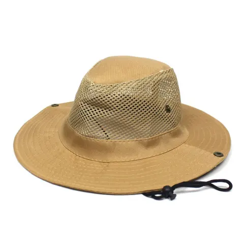 Patchwork Mesh Breathable Bucket Hat Fishing Cycling Windproof Sun