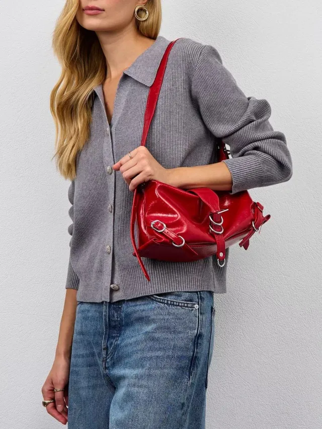 Women's V neck Casual Fashionable Knitted Cardigan Gray - Shop at LoveMi