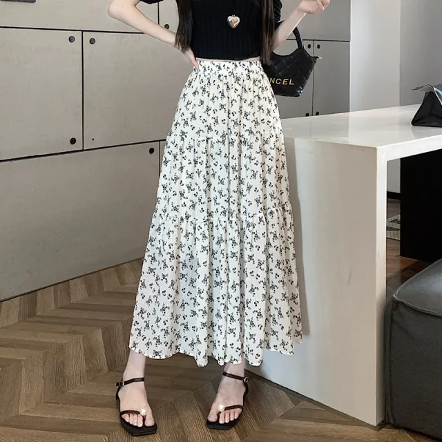 Slimming Gentle Floral Skirt A Line Skirt Apricot - Shop at LoveMi
