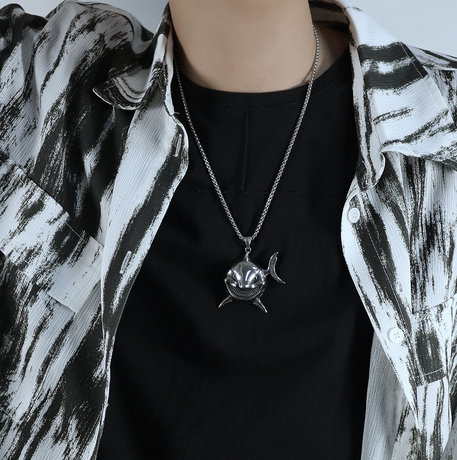 Retro Clownfish Man's Stainless Steel Necklace